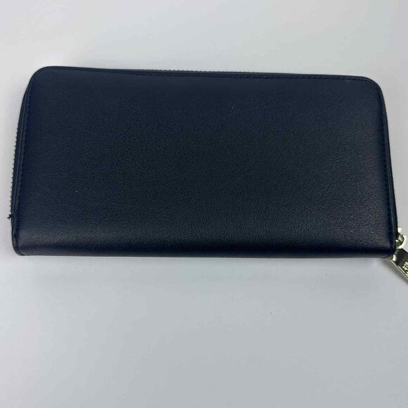 Steve Madden Navy Blue Embossed Logo Zip-Around Wallet with Gold Interior - Picture 3 of 9